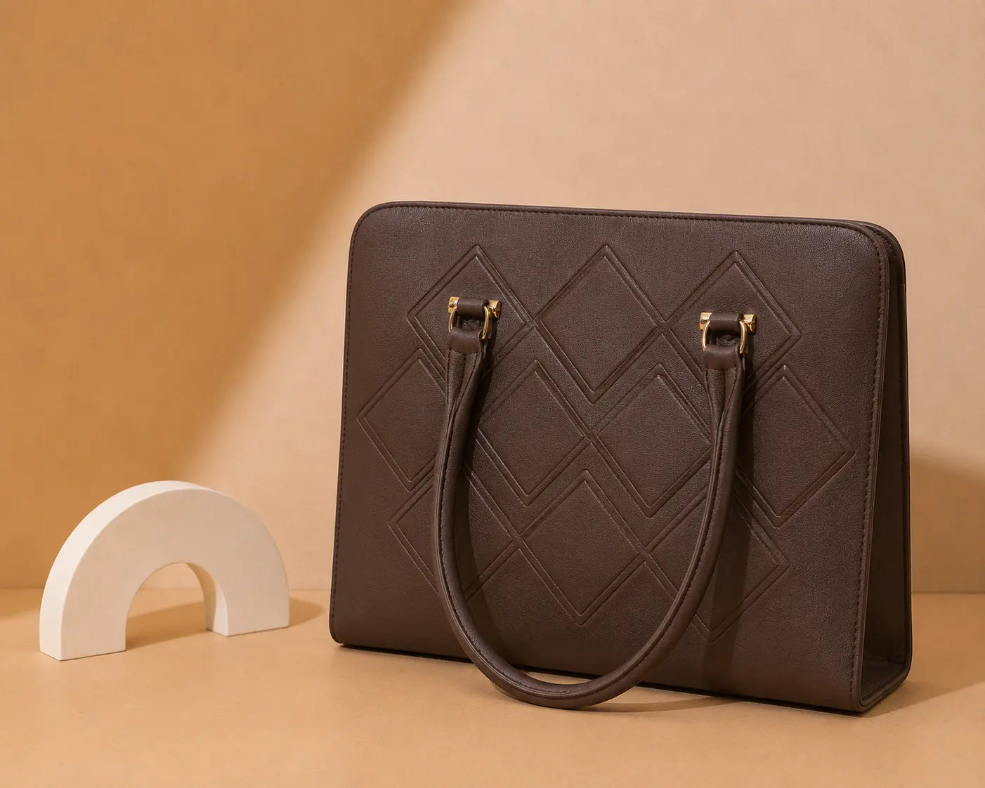 Quilted Hand Bag Brown