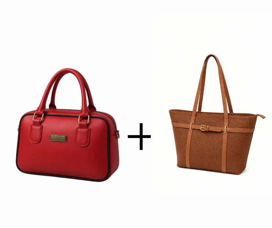 Red Crossbody + Brown Aira Tote