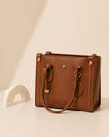 Slate Shoulder Bag in light gray leather with gold hardware