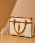 Windsor Leather Tote in Beige — elegant everyday leather tote bag