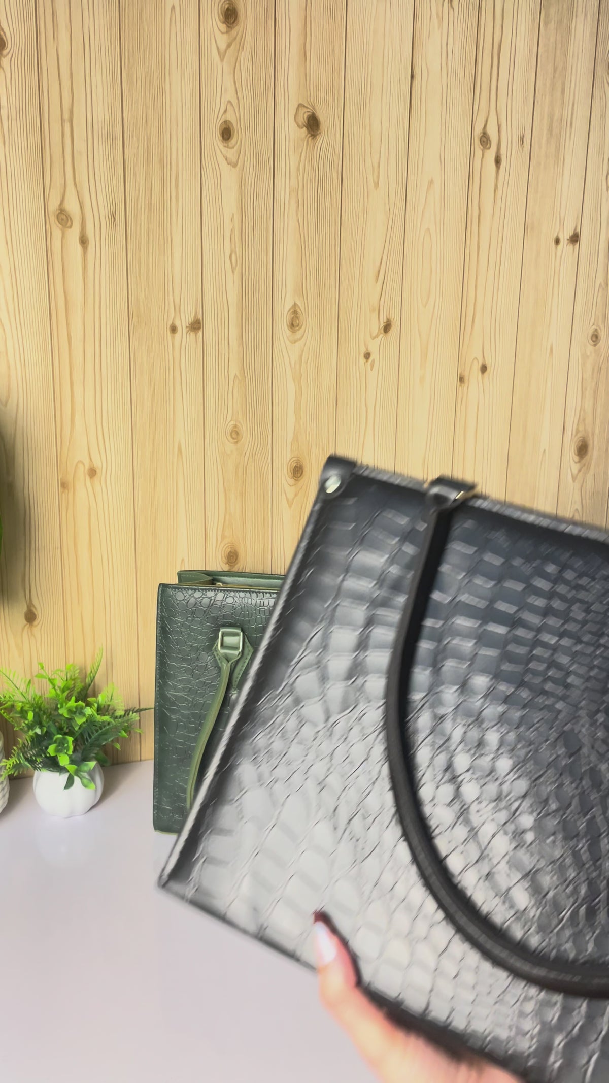 black croc leather bag 